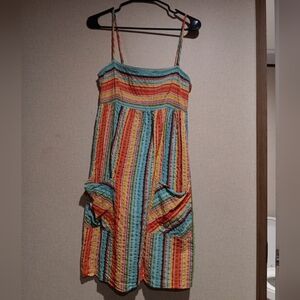 Topshop Pink and Blue Sleeveless Sundress Size 10